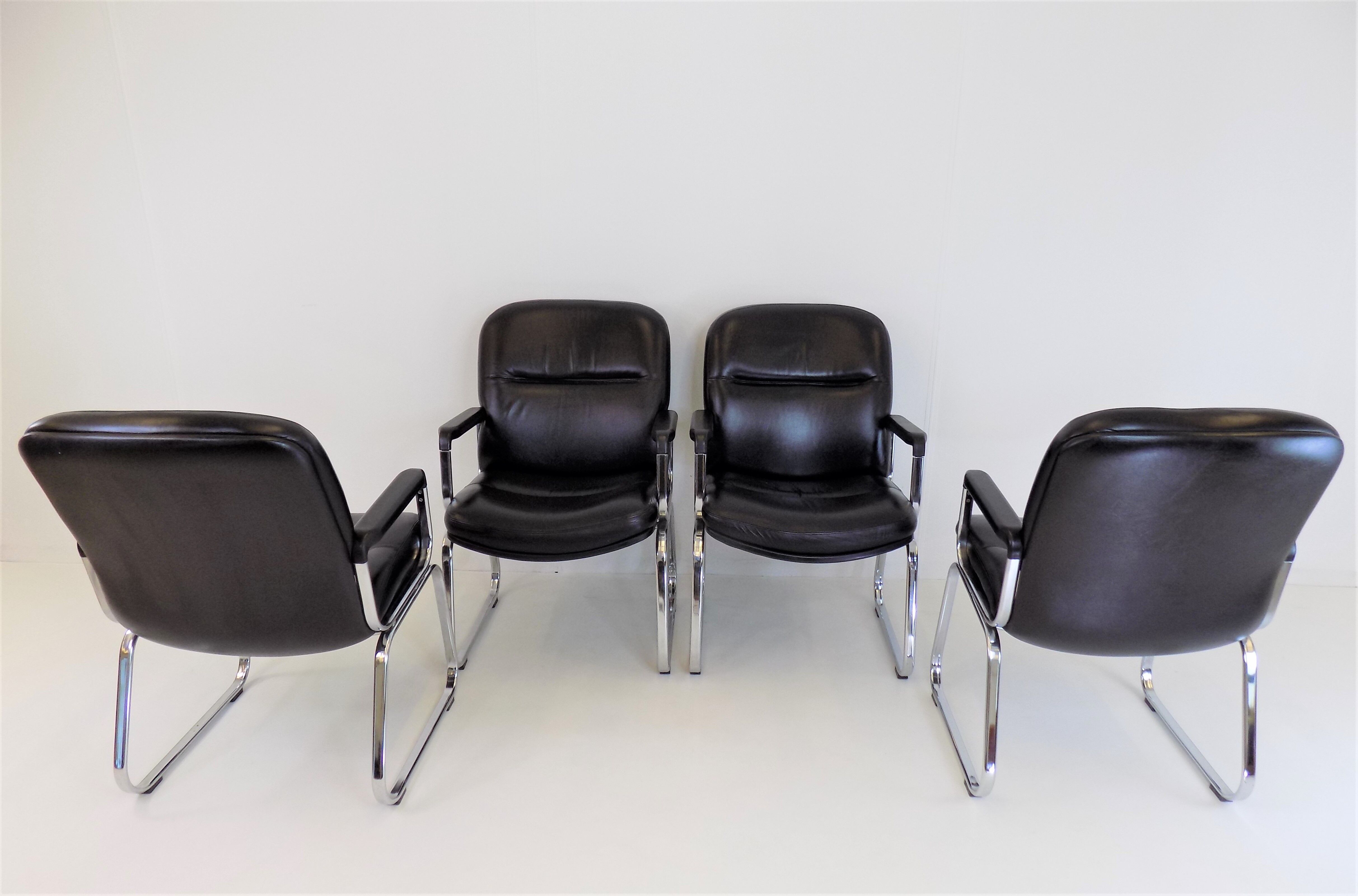 Set of 4 leather office chairs by Grahl