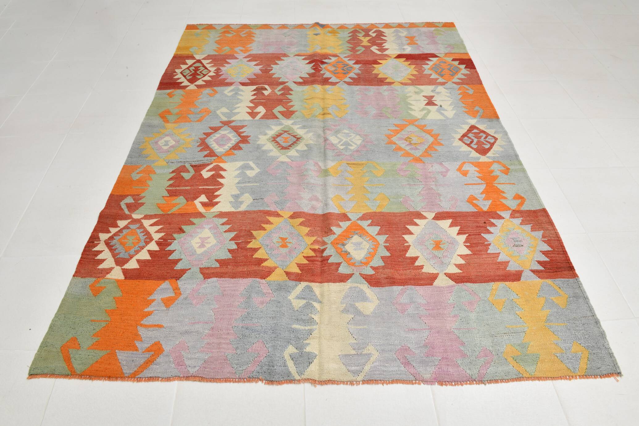 7x9 Oushak Area Rug, Boho Rug, Rare Style Rug, Colorful Rug, 195x259Cm
