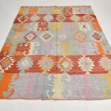 7x9 Oushak Area Rug, Boho Rug, Rare Style Rug, Colorful Rug, 195x259Cm