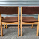 set of 6 Scandinavian style chairs in solid wood and vintage velvet