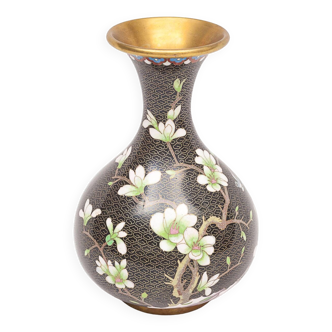 Chinese enameled brass vase