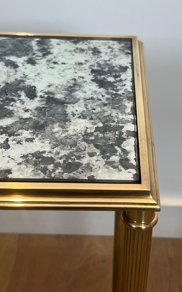 Paire de bouts de canapé en laiton et miroirs antiques de la maison Baguès