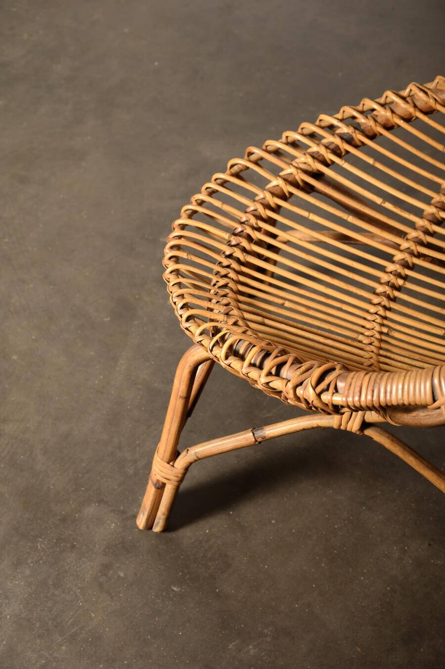 Bonacina style rattan armchair, 1960