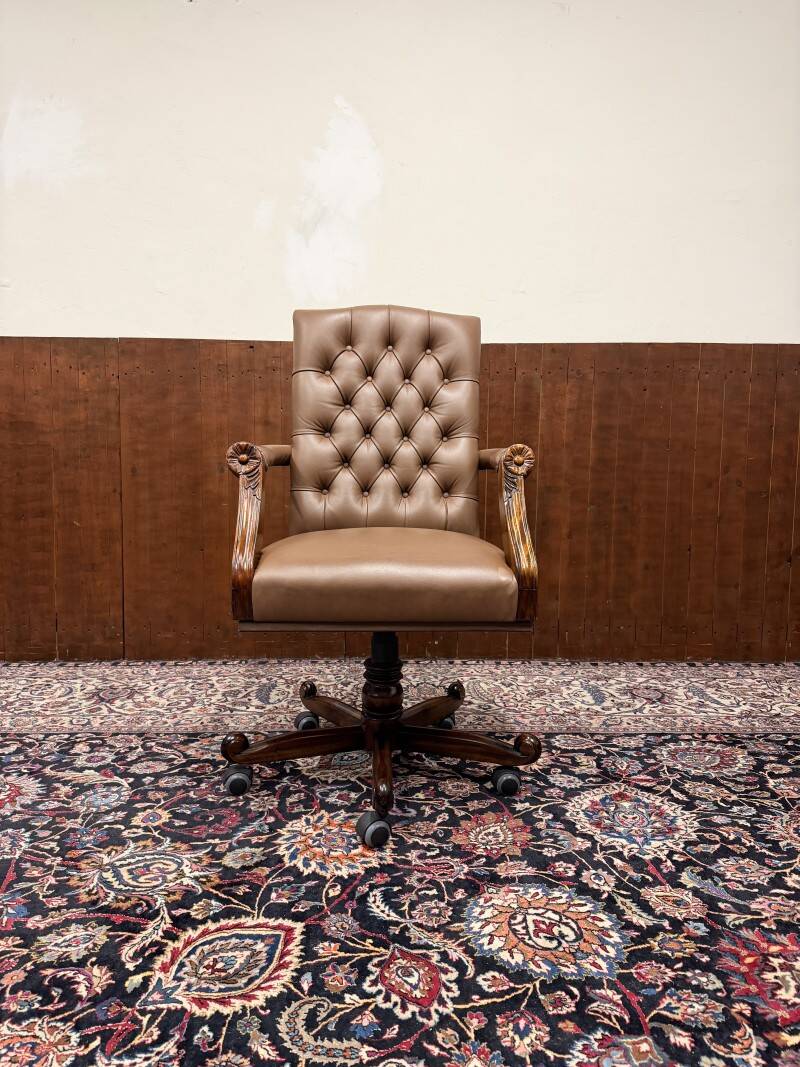 English Chesterfield Office Chair Brown