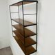 60s wall-mounted string shelf, wood and metal