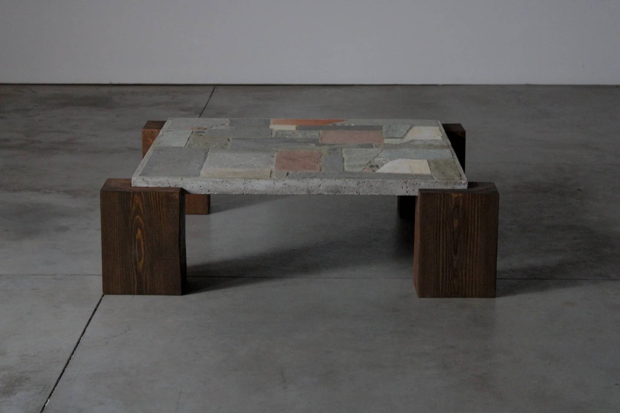Concrete and stone coffee table - Netherlands 1960s