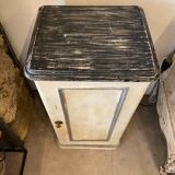 Small buffet early 20th century in beige and gray patinated wood with shelf