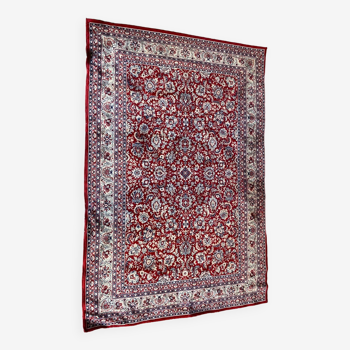 Tapis persan oriental grand format rouge bordeaux