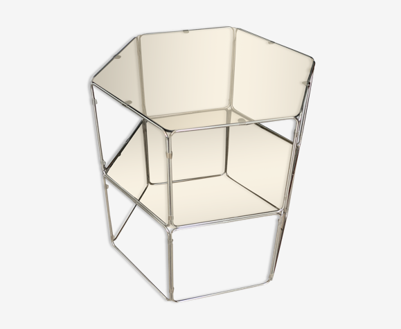 Table d'appoint verre fumé et chrome