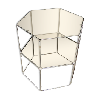 Side table smoked glass and chrome