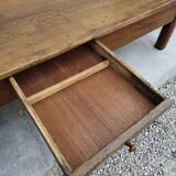 Rustic farmhouse coffee table with two drawers, solid oak, 19th century - 1.97m