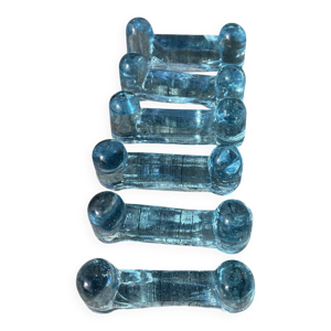 6 porte-couteaux bleus - verrerie biot