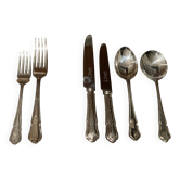Table Knife Fork Silver Plated Set of Cutlery 37 England Antique Art Deco