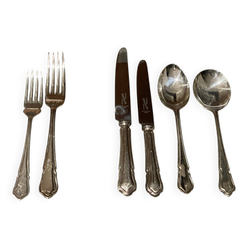 Table Knife Fork Silver Plated Set of Cutlery 37 England Antique Art Deco