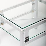 Petite table basse en chrome et verre, années 70