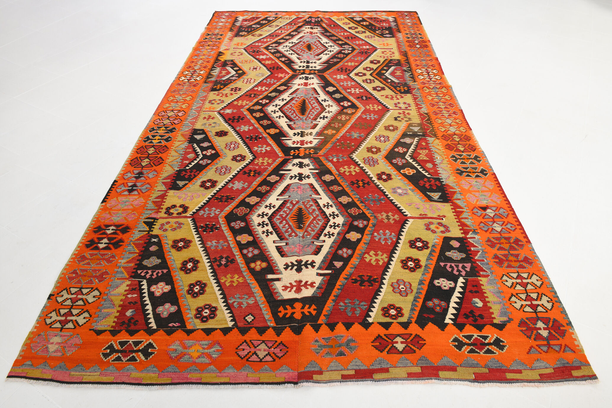 7x12 Scandinavian Kilim Rug, 205x384Cm
