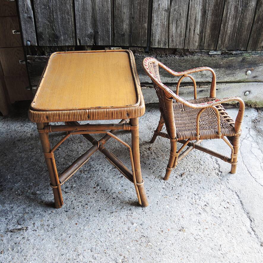 Old Armchair & Desk For Children