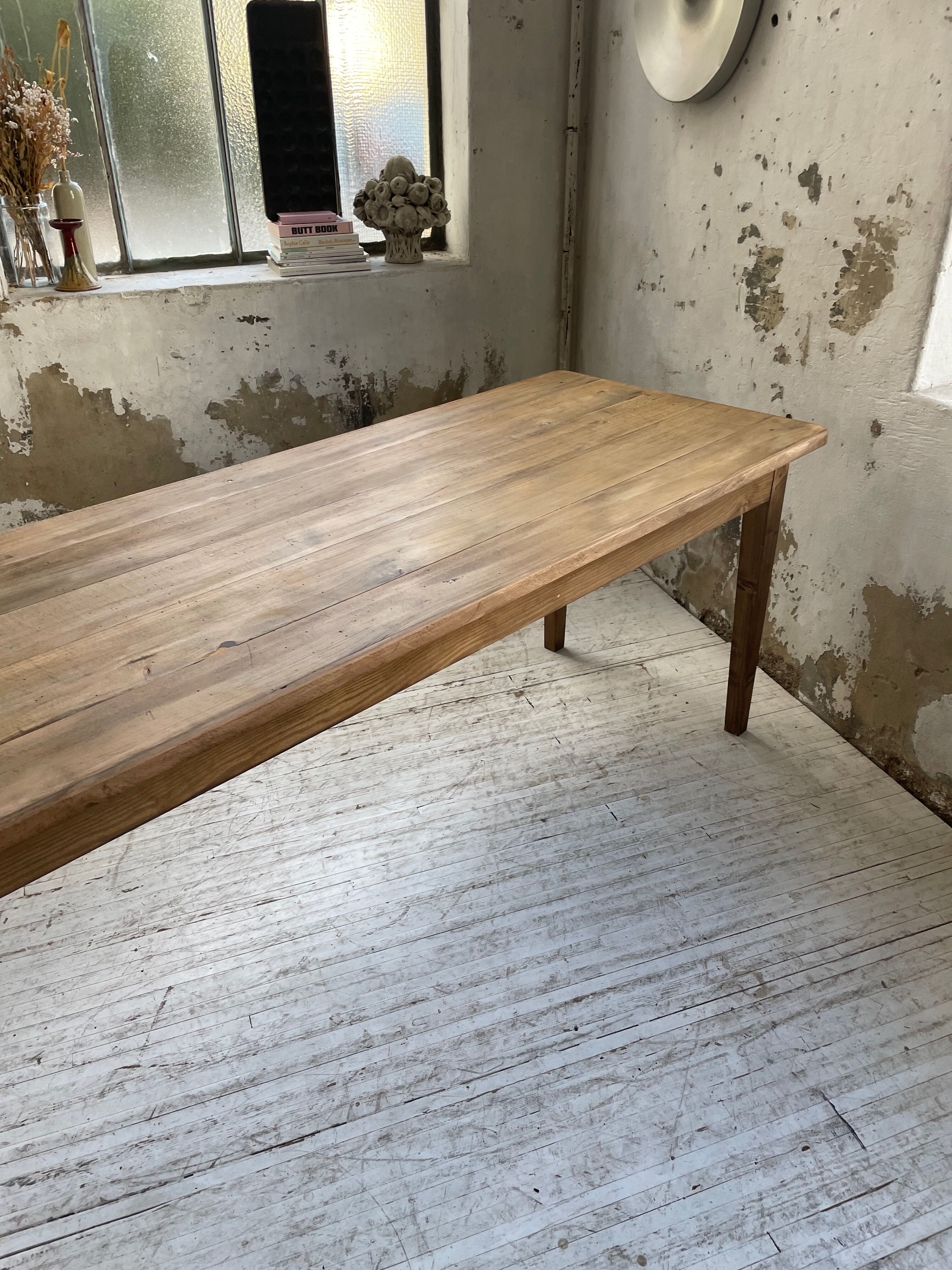 XL farmhouse table in beech and pine 3m