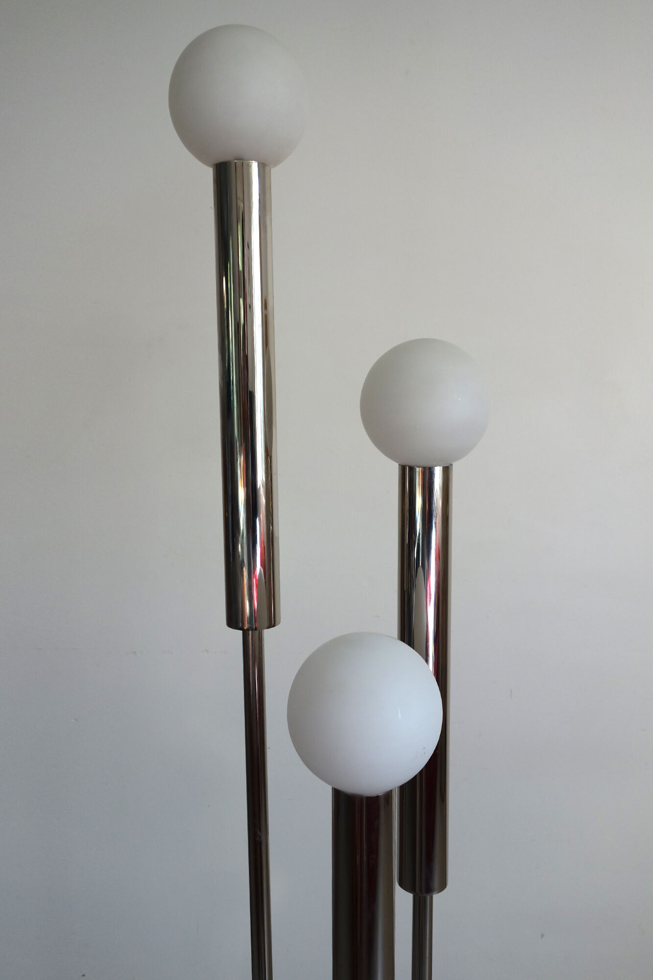 Space Age floor lamp vntage glass and chromed metal, 1970s