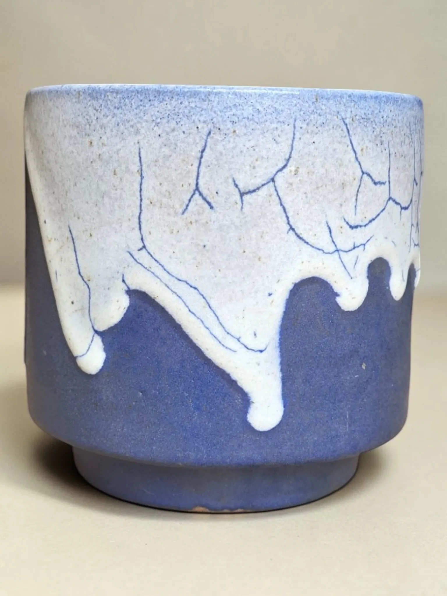 Pointed Léon stoneware cachepot / Puisaye - early 20th century
