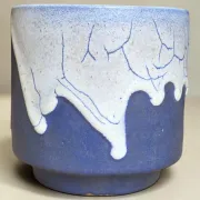 Pointed Léon stoneware cachepot / Puisaye - early 20th century