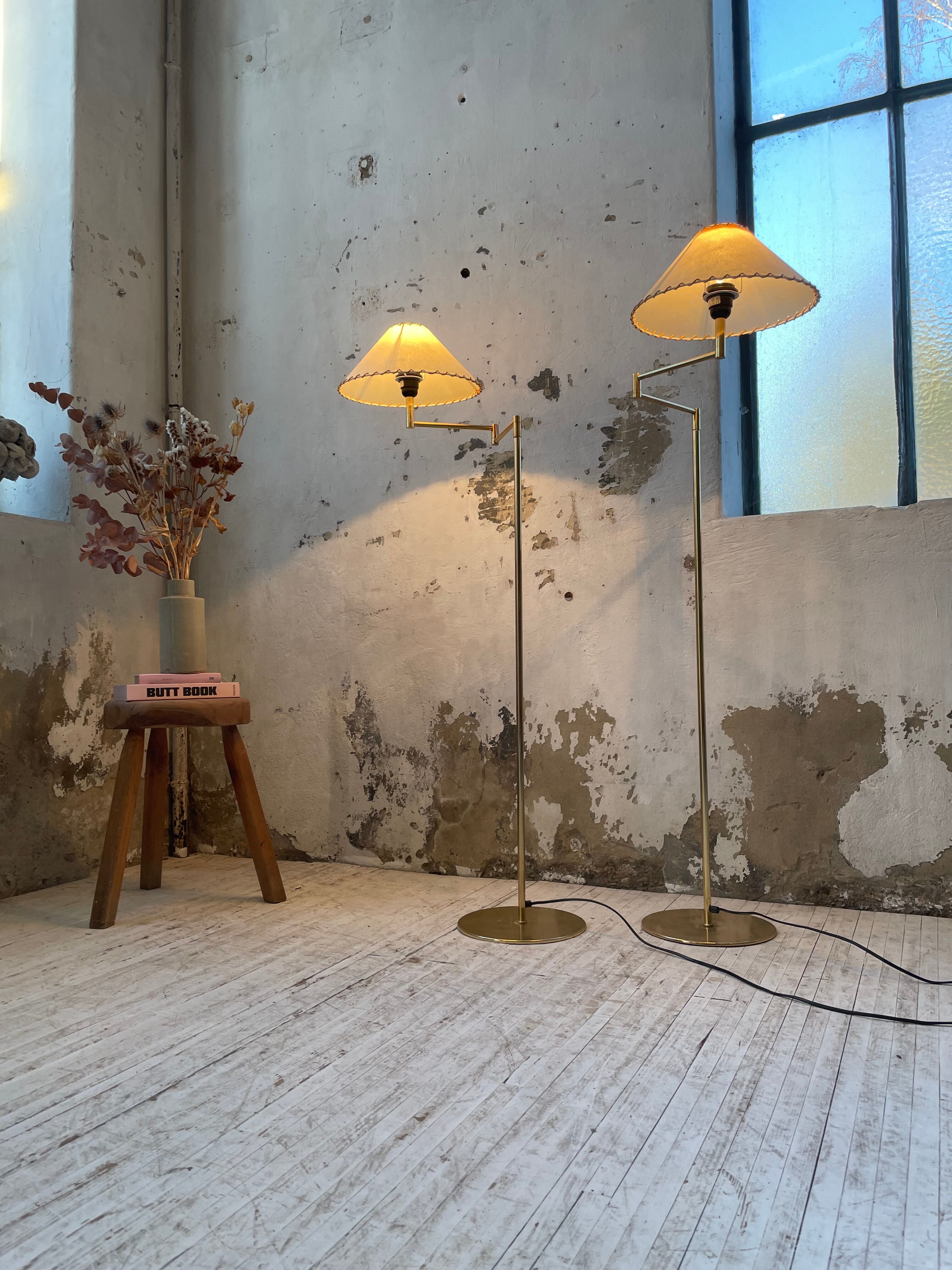 Pair of SCE floor lamps articulated brass 70s