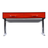 Rosewood, chrome, and red plastic stereo console TV DF-2000 by Raymond Loewy.