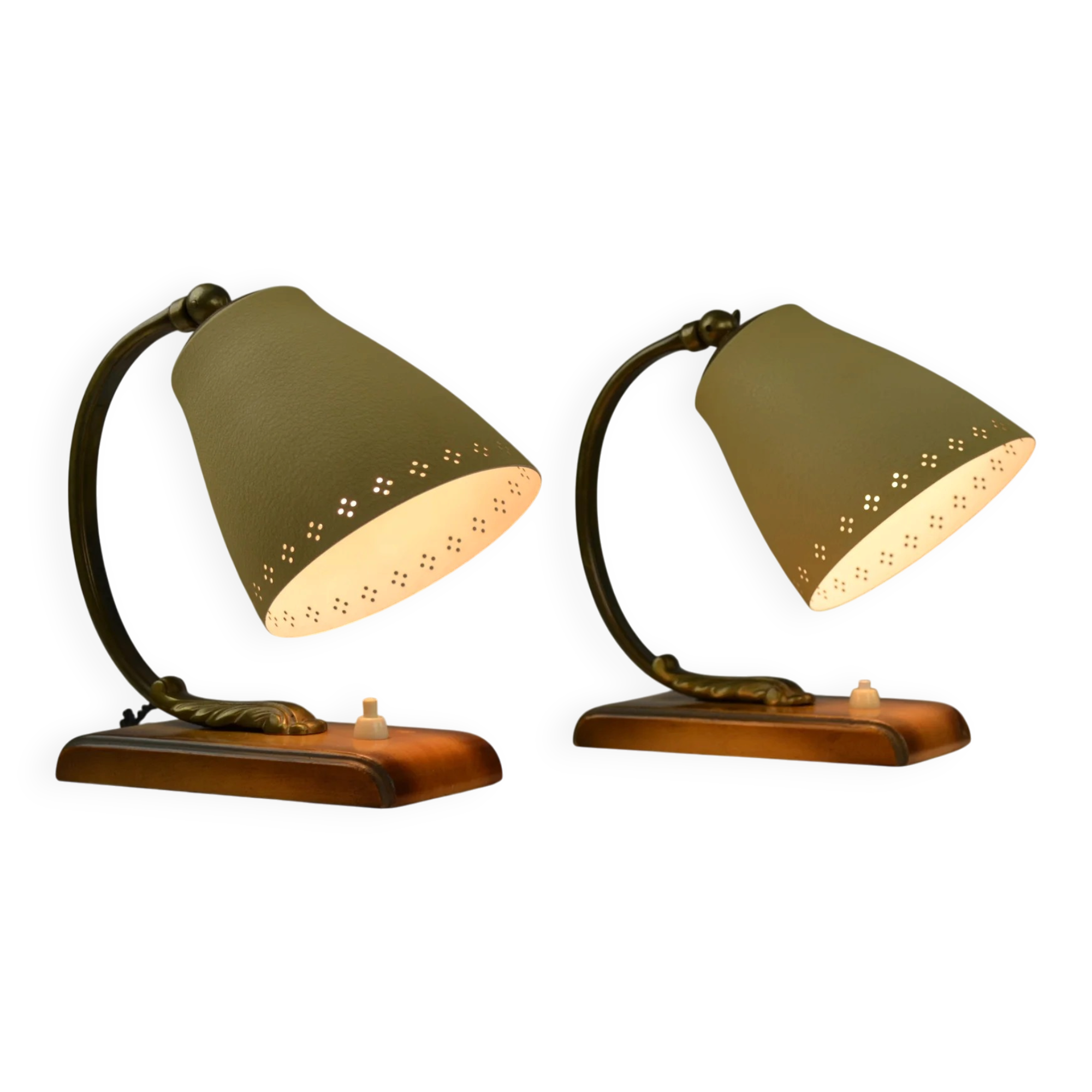 Pair of Table or Desk Lamps, Sweden, 1940s/1950s by EWÅ Armaturfabrik (attributed)