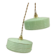 Pair of Art Deco pendant lamps in green Clichy glass