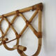 Vintage rattan coat rack 5 hooks 50s