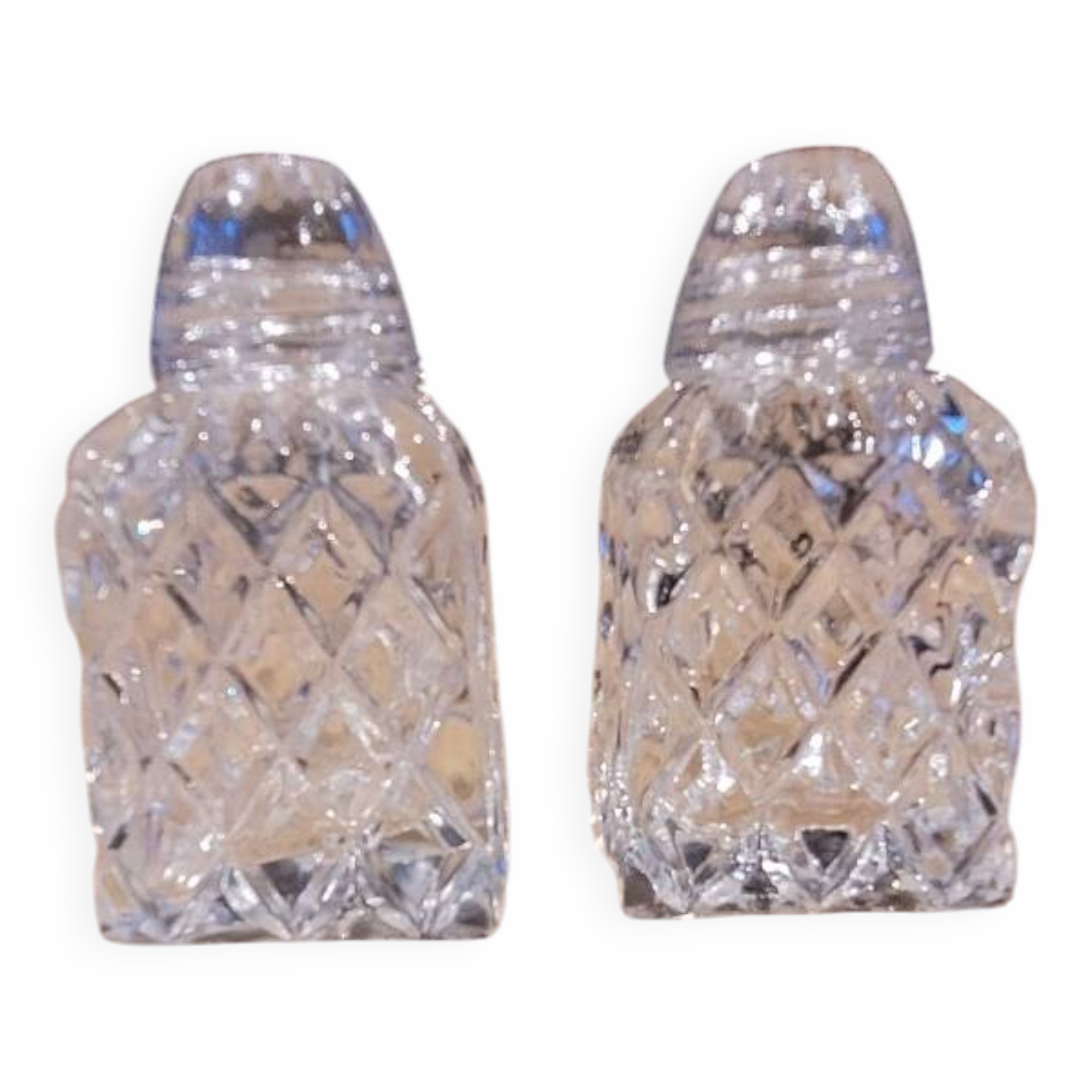 Salière et poivrière en verre taillé