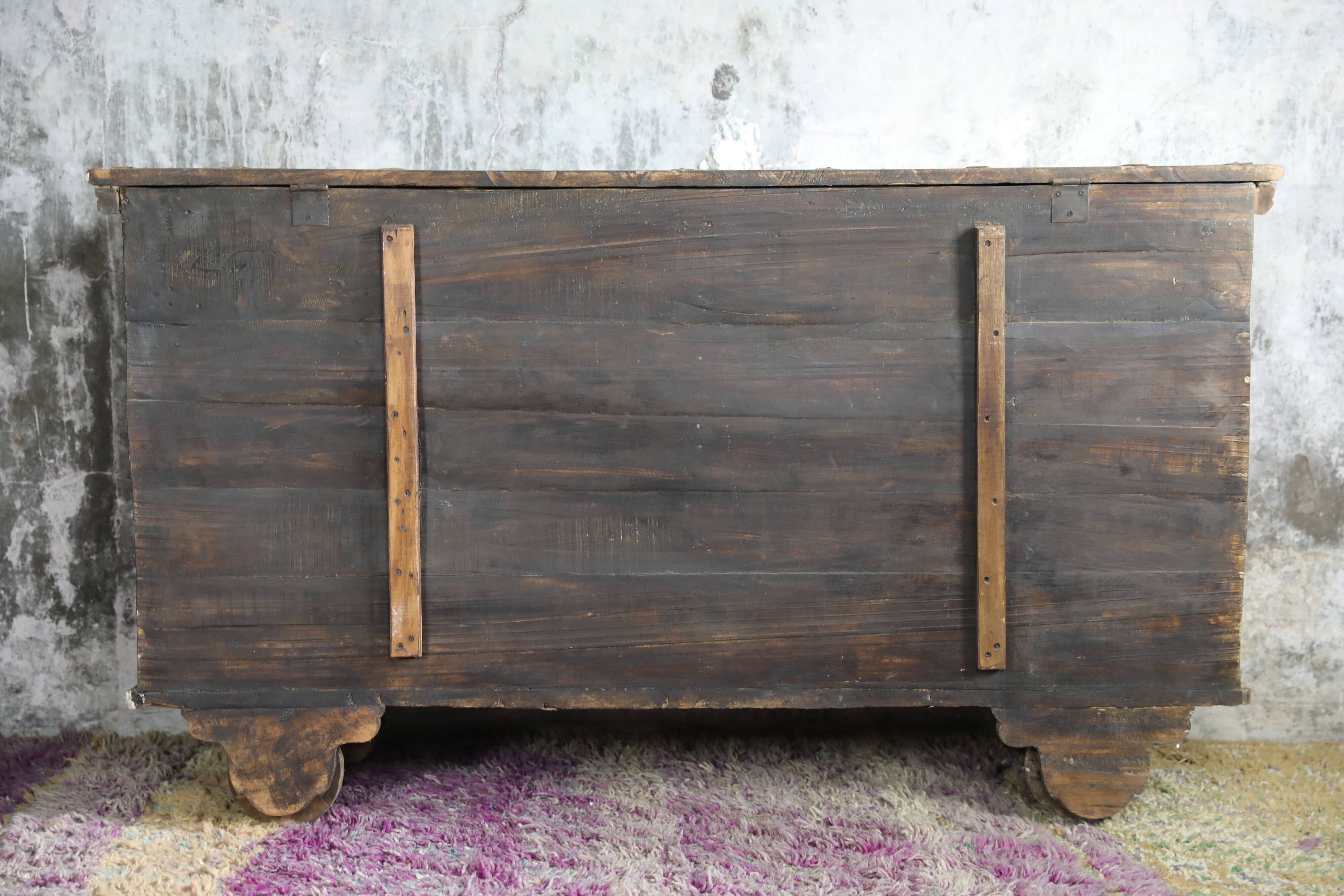 Indian wooden chest on wheel