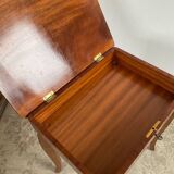 Small marquetry pedestal table with key storage
