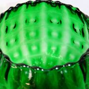 Vase Chalice glass Empoli green centerpiece on foot 38 cm cut collection