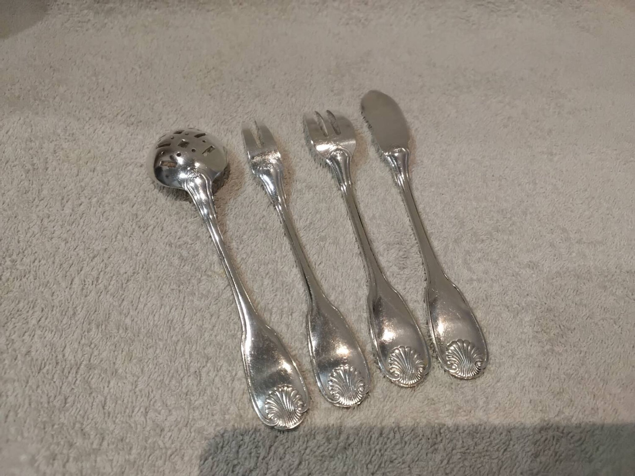 Hors d'oeuvre service, 4 pieces, silver-plated metal, Christofle Vendôme silversmith