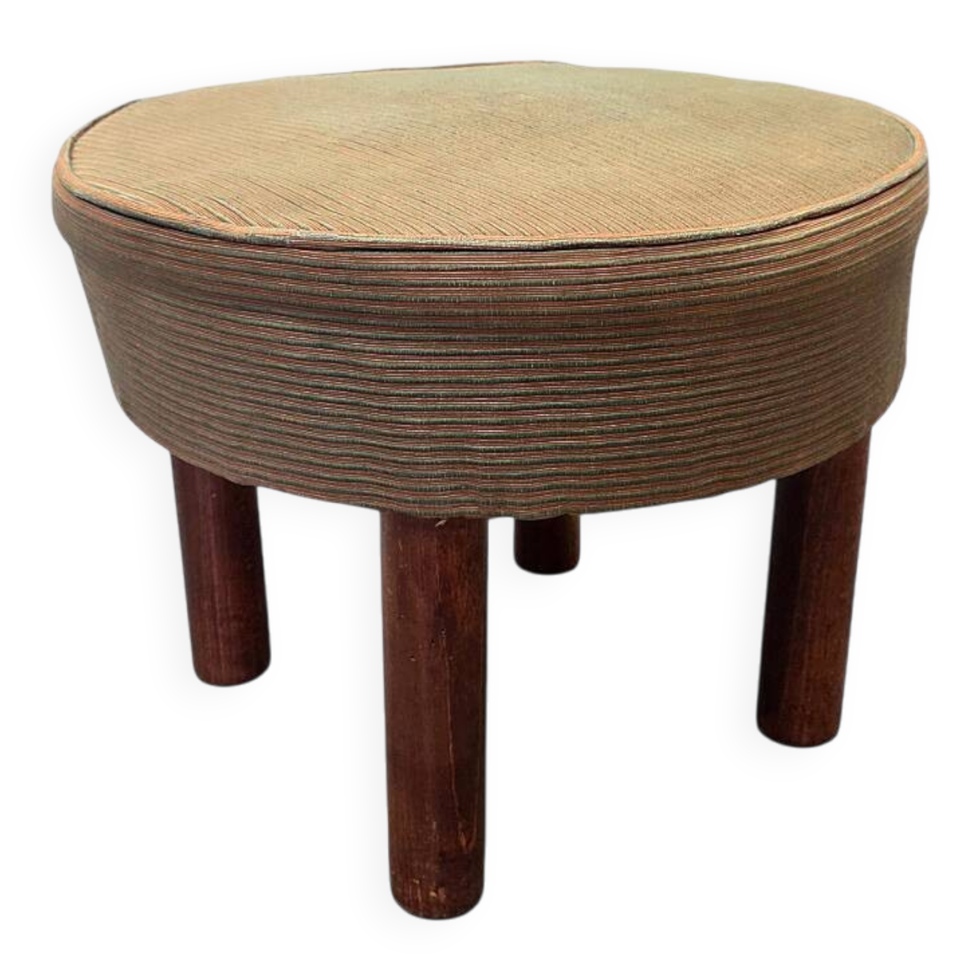Vintage Pouf/Stool With Ribbed Fabric, 1970s