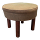Vintage Pouf/Stool With Ribbed Fabric, 1970s