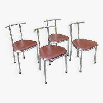 Série de 4 chaises chrome 1970