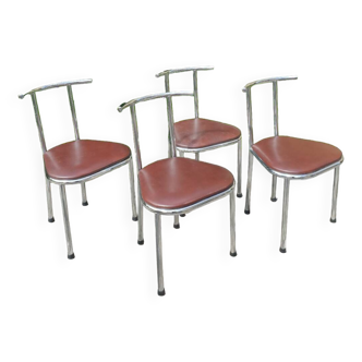Série de 4 chaises chrome 1970