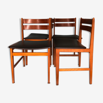 Teak skai leather dining chairs 1960, Denmark