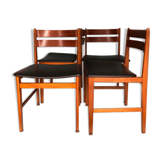 Teak skai leather dining chairs 1960, Denmark