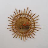 Miroir soleil en rotin vintage