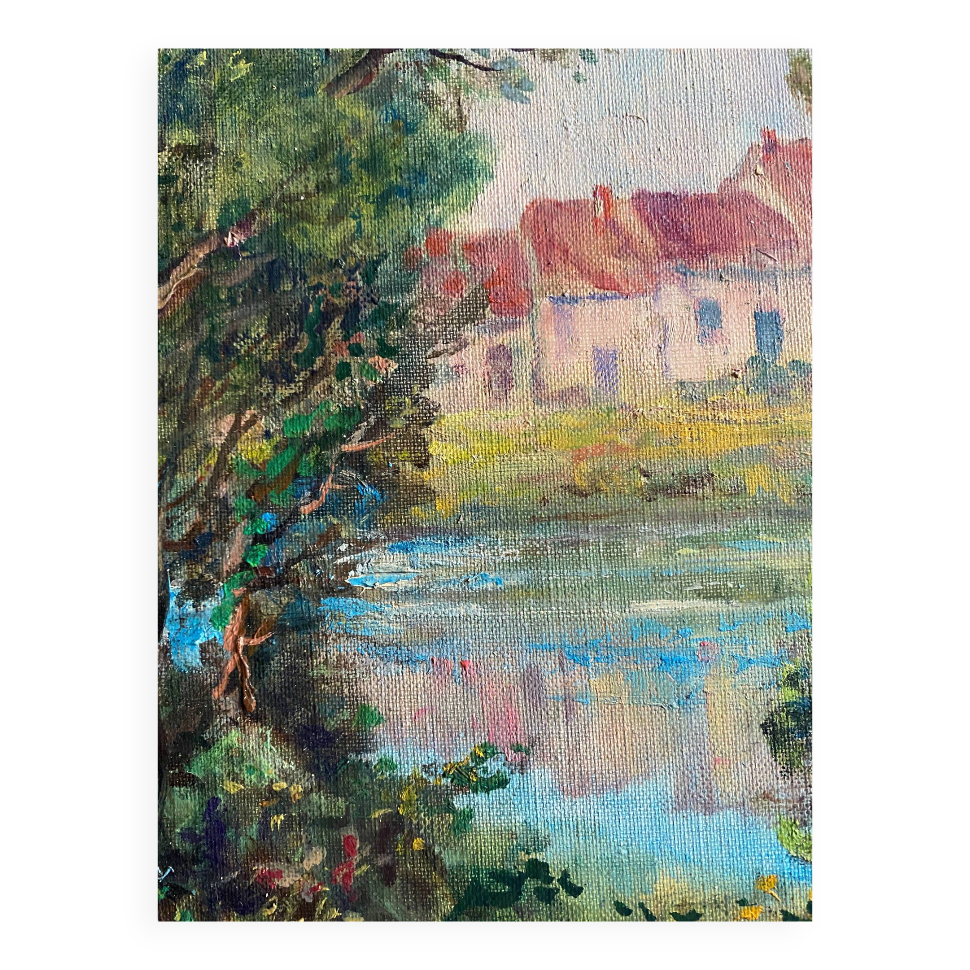 HST painting: "Landscape at the river" signed P. Foreet ec. from the 20th century