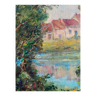 HST painting: "Landscape at the river" signed P. Foreet ec. from the 20th century