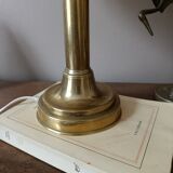 chic retro lamp in gold brass, pagoda lampshade imitation leather