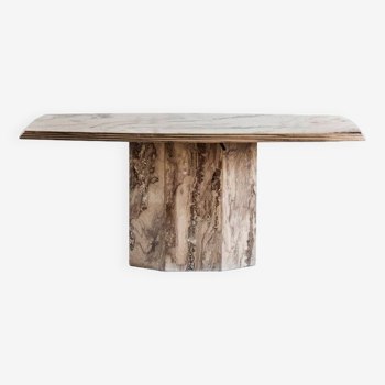 Veined marble dining table. Italy, 90s.