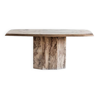 Table à manger en marbre veiné. Italie, années 90.