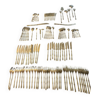 Ensemble de 140 pièces service bambou laiton doré