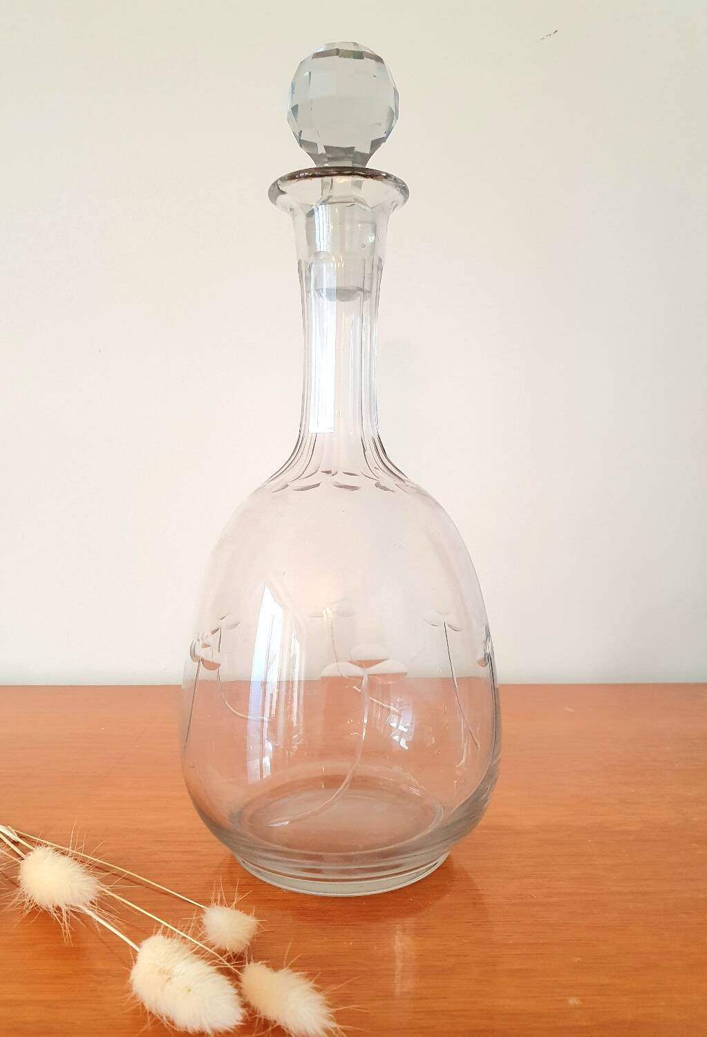 Vintage etched glass carafe