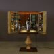 Cabinet de bar Aldo Tura en peau de chèvre sur piédestal, années 1960